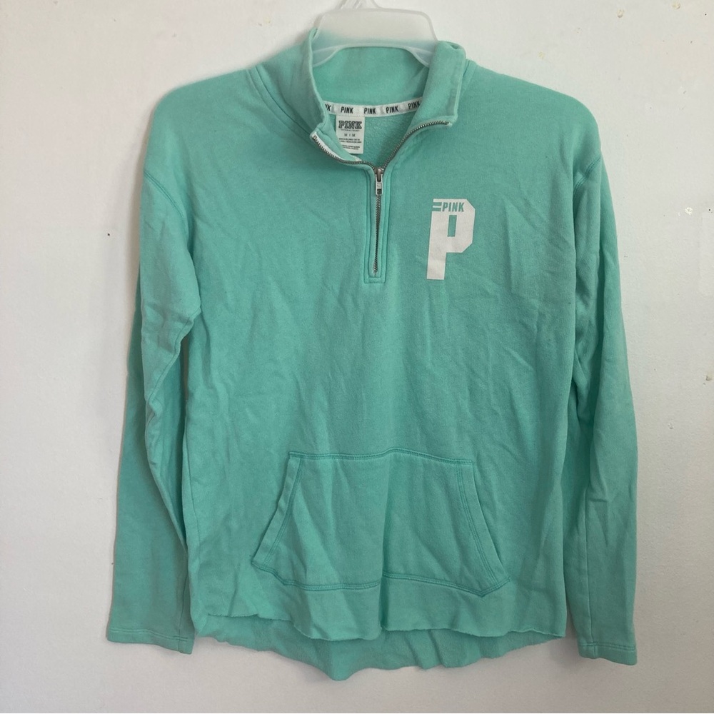Seafoam PINK size M 1/4 zip lightweight sweatshirt with P logo on front